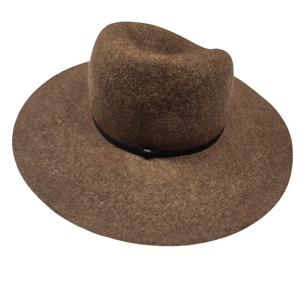 Wide Brim Floppy Hat Womens OS Brown 100% Wool Boho Western Fedora Fall Cowgirl